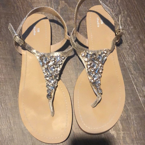 David's Bridal Shoes - Jeweled Metallic Ankle-Strap Sandals